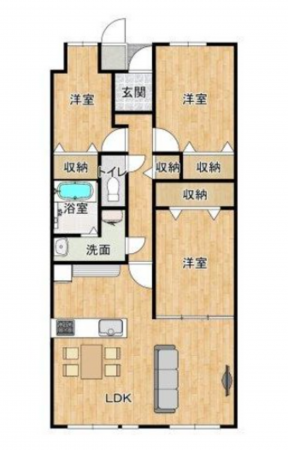 宇部市松山町、マンションの間取り画像です