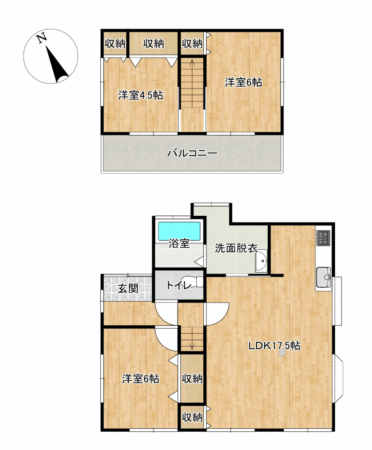山陽小野田市柿の木坂、中古一戸建ての間取り画像です