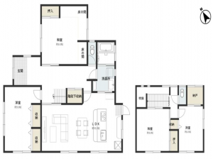 宇部市大字西岐波、中古一戸建ての間取り画像です