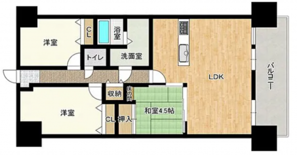 山陽小野田市日の出、マンションの間取り画像です