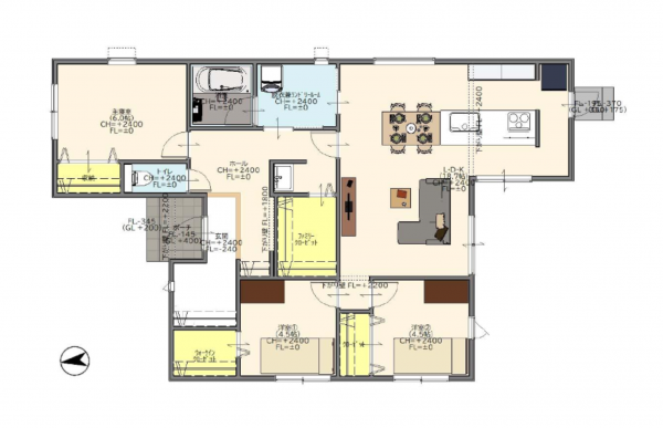 宇部市大字西岐波、新築一戸建ての間取り画像です