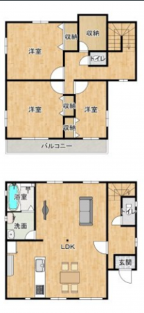 宇部市恩田町、中古一戸建ての間取り画像です