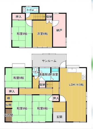 宇部市山門、中古一戸建ての間取り画像です