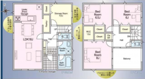 山陽小野田市大字郡、新築一戸建ての間取り画像です