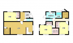 宇部市大字西岐波、中古一戸建ての間取り画像です