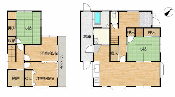 宇部市草江、中古一戸建ての間取り画像です