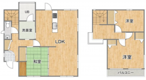 宇部市大字西岐波、中古一戸建ての間取り画像です