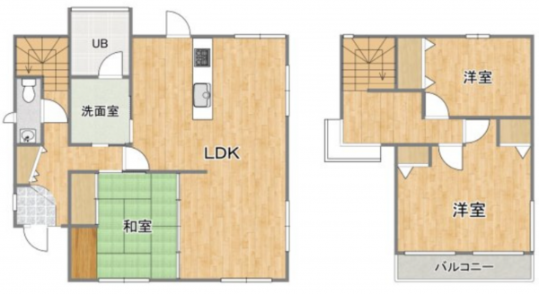 宇部市大字西岐波、中古一戸建ての間取り画像です