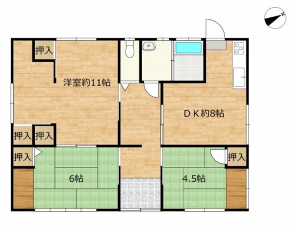 宇部市厚南中央、中古一戸建ての間取り画像です