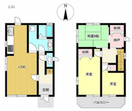 宇部市笹山町、中古一戸建ての間取り画像です