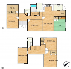 宇部市大字西岐波、中古一戸建ての間取り画像です