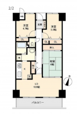 宇部市芝中町、マンションの間取り画像です