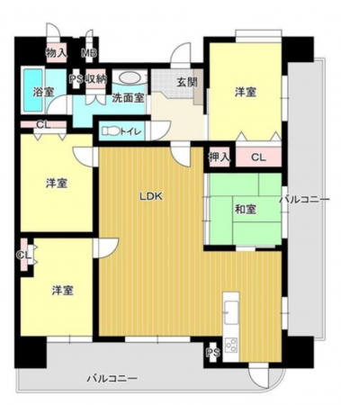 宇部市朝日町、マンションの間取り画像です