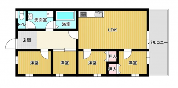 宇部市松山町、マンションの間取り画像です