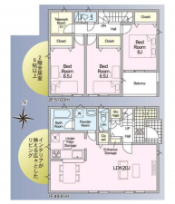 山陽小野田市赤崎、新築一戸建ての間取り画像です
