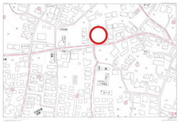 宇部市中村、土地の地図画像です
