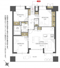 宇部市上町、マンションの間取り画像です