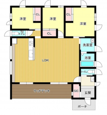 宇部市小松原町、中古一戸建ての間取り画像です