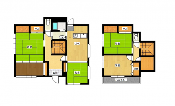 山陽小野田市共和台、中古一戸建ての間取り画像です
