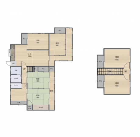 宇部市東藤曲、中古一戸建ての間取り画像です