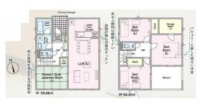 宇部市亀浦、新築一戸建ての間取り画像です
