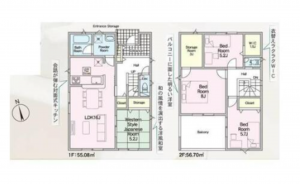 宇部市亀浦、新築一戸建ての間取り画像です