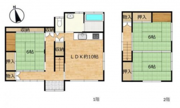 宇部市開、中古一戸建ての間取り画像です