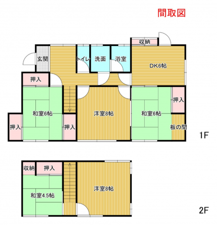 宇部市大字際波、中古一戸建ての間取り画像です