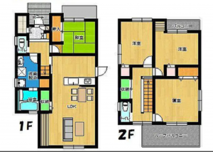 山陽小野田市大字小野田、中古一戸建ての間取り画像です