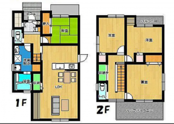 山陽小野田市大字小野田、中古一戸建ての間取り画像です