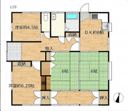 宇部市中尾、中古一戸建ての間取り画像です