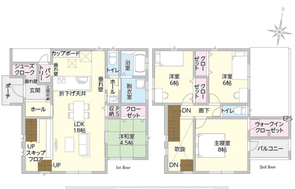 宇部市大字妻崎開作、新築一戸建ての間取り画像です
