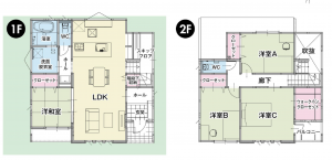 宇部市厚南北、新築一戸建ての間取り画像です