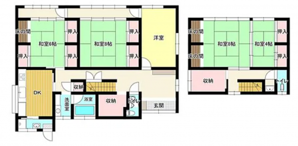 宇部市則貞、中古一戸建ての間取り画像です