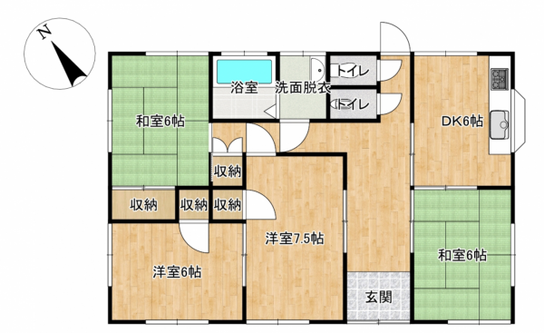 山陽小野田市大字埴生、中古一戸建ての間取り画像です