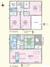 山陽小野田市南竜王町、新築一戸建ての間取り画像です