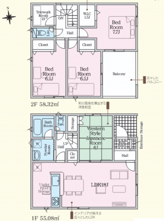 山陽小野田市南竜王町、新築一戸建ての間取り画像です