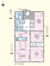 山陽小野田市南竜王町、新築一戸建ての間取り画像です