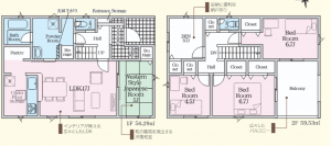 山陽小野田市南竜王町、新築一戸建ての間取り画像です