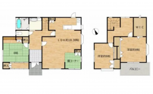 宇部市大字西岐波、中古一戸建ての間取り画像です