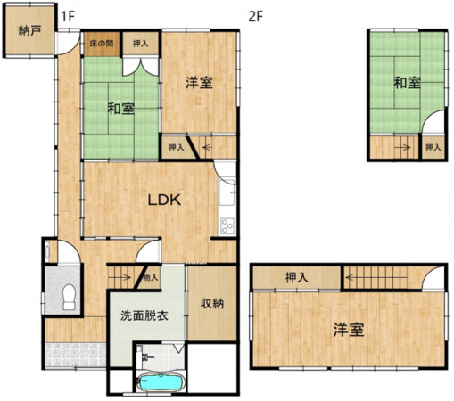 宇部市床波、中古一戸建ての間取り画像です