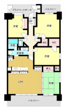 宇部市若松町、マンションの間取り画像です