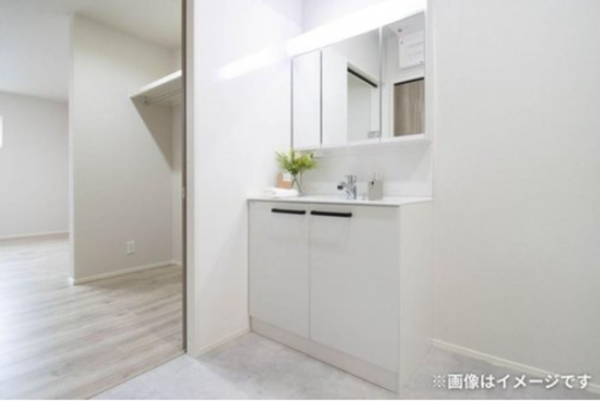 宇部市大字上宇部、新築一戸建ての洗面画像です