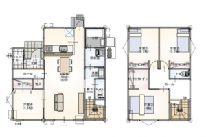 宇部市大字上宇部、新築一戸建ての間取り画像です