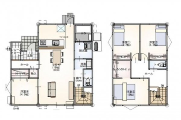 宇部市大字上宇部、新築一戸建ての間取り画像です