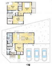 宇部市厚南北、新築一戸建ての間取り画像です
