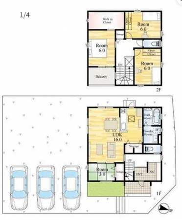 宇部市厚南北、新築一戸建ての間取り画像です