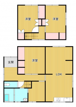 山陽小野田市大字山川、中古一戸建ての間取り画像です