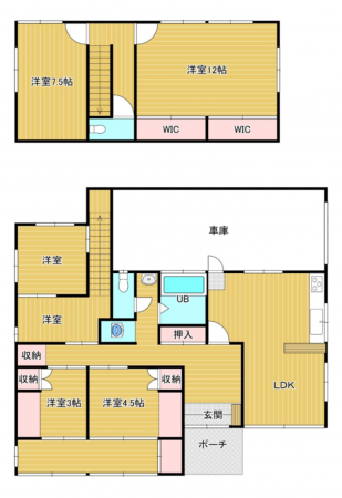 宇部市大字西岐波、中古一戸建ての間取り画像です