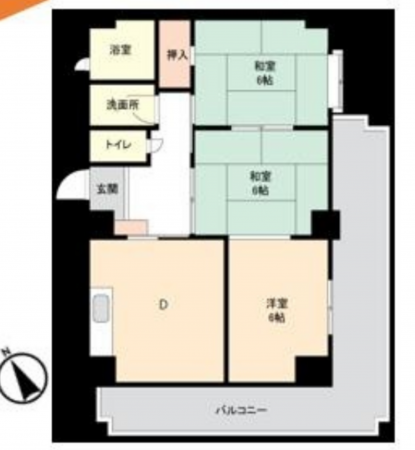 宇部市若松町、マンションの間取り画像です